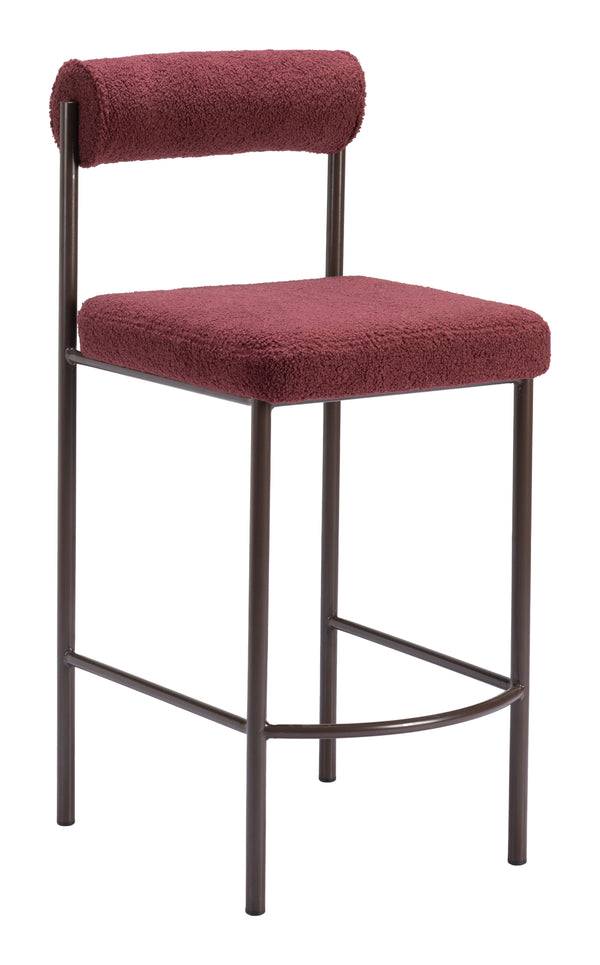Livorno Counter Stool - Set of 2 Red & Bronze 109813 Zuo Modern