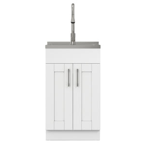 English Elm Darwin Stainless Steel Utility Sink with Shaker Cabinet for Laundry and Garage B136P427212