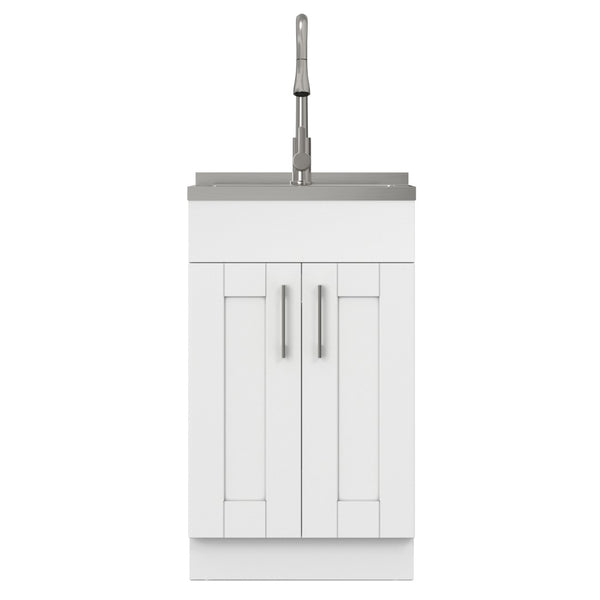 English Elm Darwin Stainless Steel Utility Sink with Shaker Cabinet for Laundry and Garage B136P427212