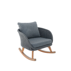 Christopher Knight Home® - 29.5" Gray Wicker Rocking Chair With Plush Polyester Cushions, Solid Wood Frame, Indoor/Outdoor Cozy Retreat