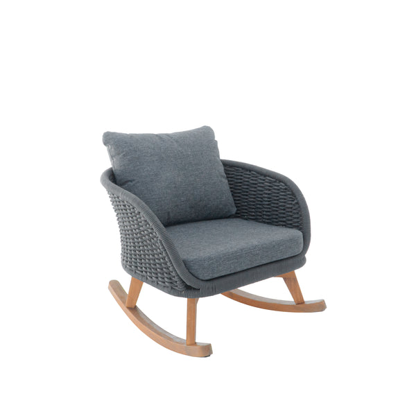 Christopher Knight Home® - 29.5" Gray Wicker Rocking Chair With Plush Polyester Cushions, Solid Wood Frame, Indoor/Outdoor Cozy Retreat