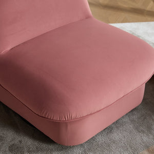 English Elm Swivel Accent Chair Plush Velvet Pumpkin Barrel Silhouette with 360 Degree Metal Base Coral W3244P392749