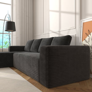 English Elm Cloud Modular Sectional Sofa with Right Chaise, Plush Corduroy, No Assembly, Deep Cloud Comfort W1960S00007