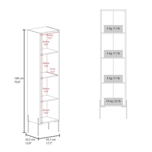 English Elm Linen Vertical Storage Cabinet 29.7"H with Four Open Shelves and Sturdy Legs for Compact Rooms Grey 68.5 L x 20.47 W x 4.72 H B097P250889