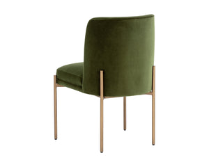 Sunpan Richie Dining Chair - Luxurious Forest Green Upholstery With Antique Brass Legs For Elegant Dining Green Fabric 111545