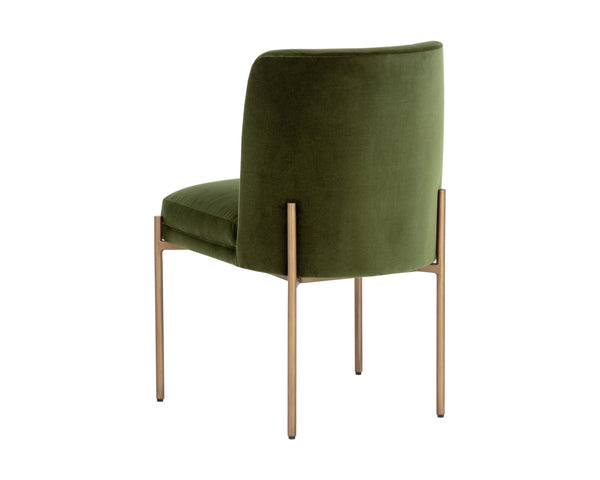 Sunpan Richie Dining Chair - Luxurious Forest Green Upholstery With Antique Brass Legs For Elegant Dining Green Fabric 111545