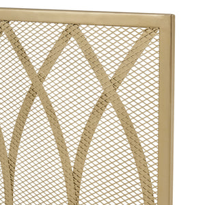 English Elm Christopher Knight Home® - FIRE Screen Junior Modern Single Panel Iron Fireplace Screen Gold Finish — Protective Mesh, Chic Accent and Easy Assembly (39.75" W) 65181.00GLD