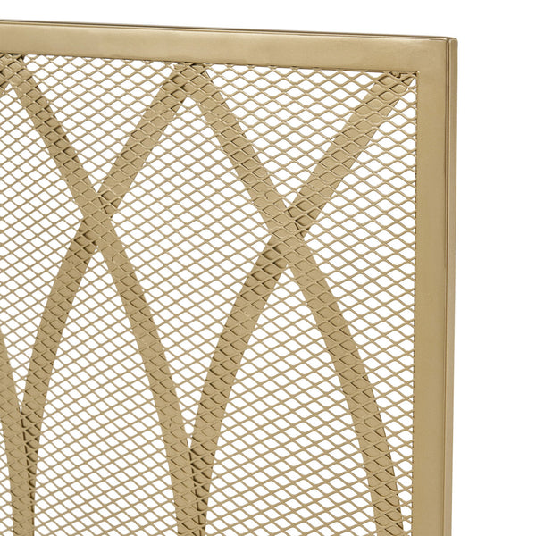 English Elm Christopher Knight Home® - FIRE Screen Junior Modern Single Panel Iron Fireplace Screen Gold Finish — Protective Mesh, Chic Accent and Easy Assembly (39.75" W) 65181.00GLD