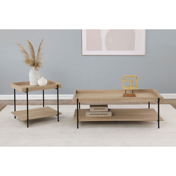 English Elm Miller Light Brown Coffee Table - Modern Farmhouse Style With Raised Edge & Durable Design, 47" Wide B062P299833