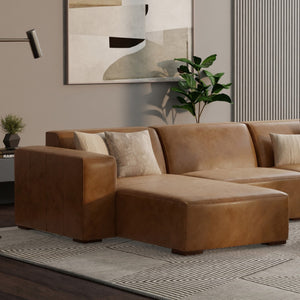 English Elm Rex Left Chaise Sofa Module In Caramel Brown Leather - Modern, Flexible, And Stylish Seating Solution B136P199266-GIGA