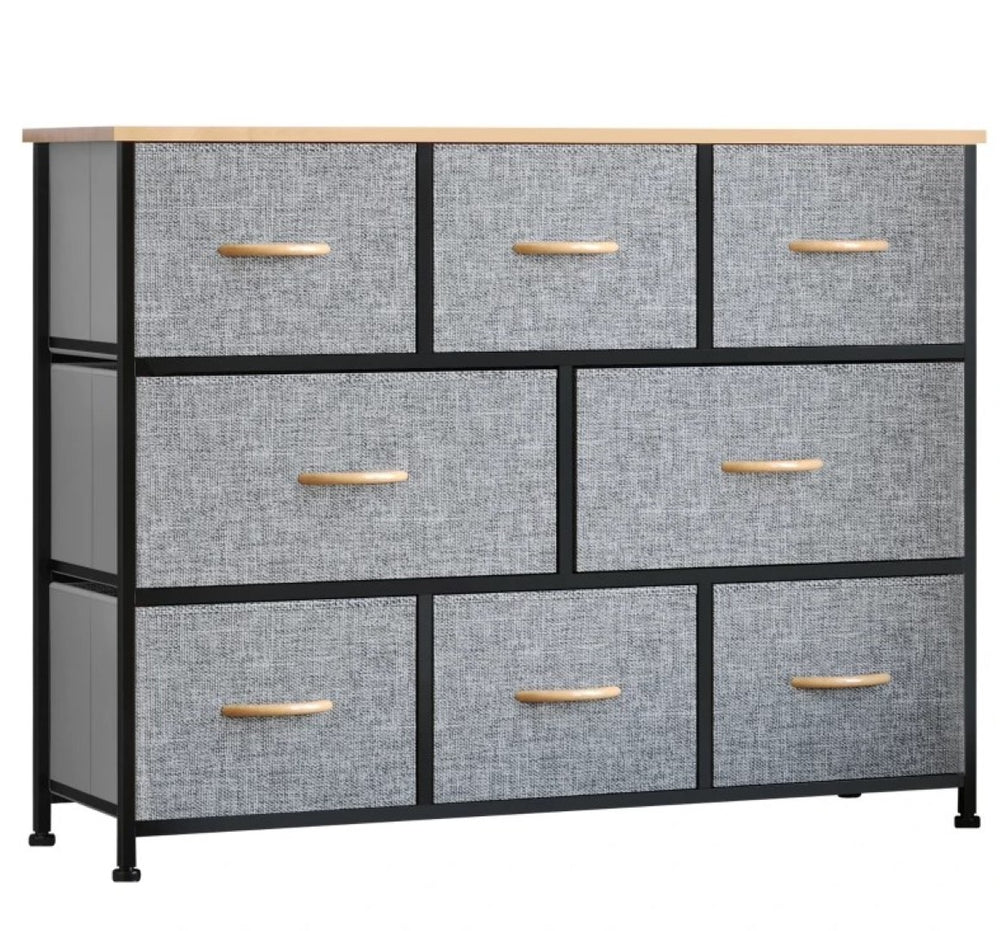 English Elm Fabric Eight Drawer Steel Frame Storage Tower for Bedroom Entryway Organization T3971P415891