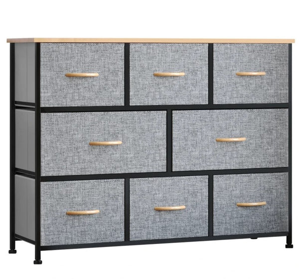 English Elm Fabric Eight Drawer Steel Frame Storage Tower for Bedroom Entryway Organization T3971P415891