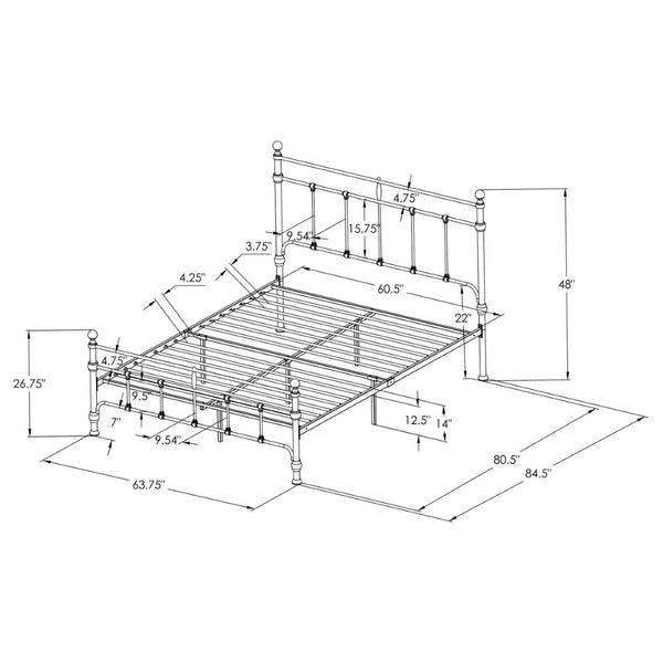 English Elm Durango Powder-coated Open Frame Queen Bed with Ornate Metal Headboard Farmhouse Loft B062P447946