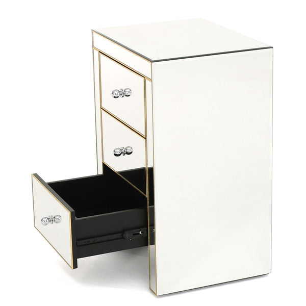 English Elm Christopher Knight Home® - Elegant Mirrored Nightstand Gold-Edged 3-Drawer Accent Table with Ample Storage & Reflective Glam (26") 57778.00
