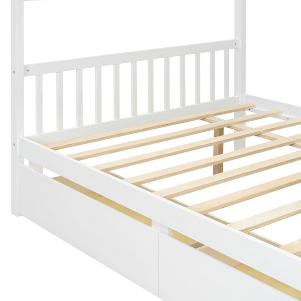 English Elm Twin House Bed Solid Pine Kids Cottage Frame with Storage Drawers Imaginative Room N708P309247K