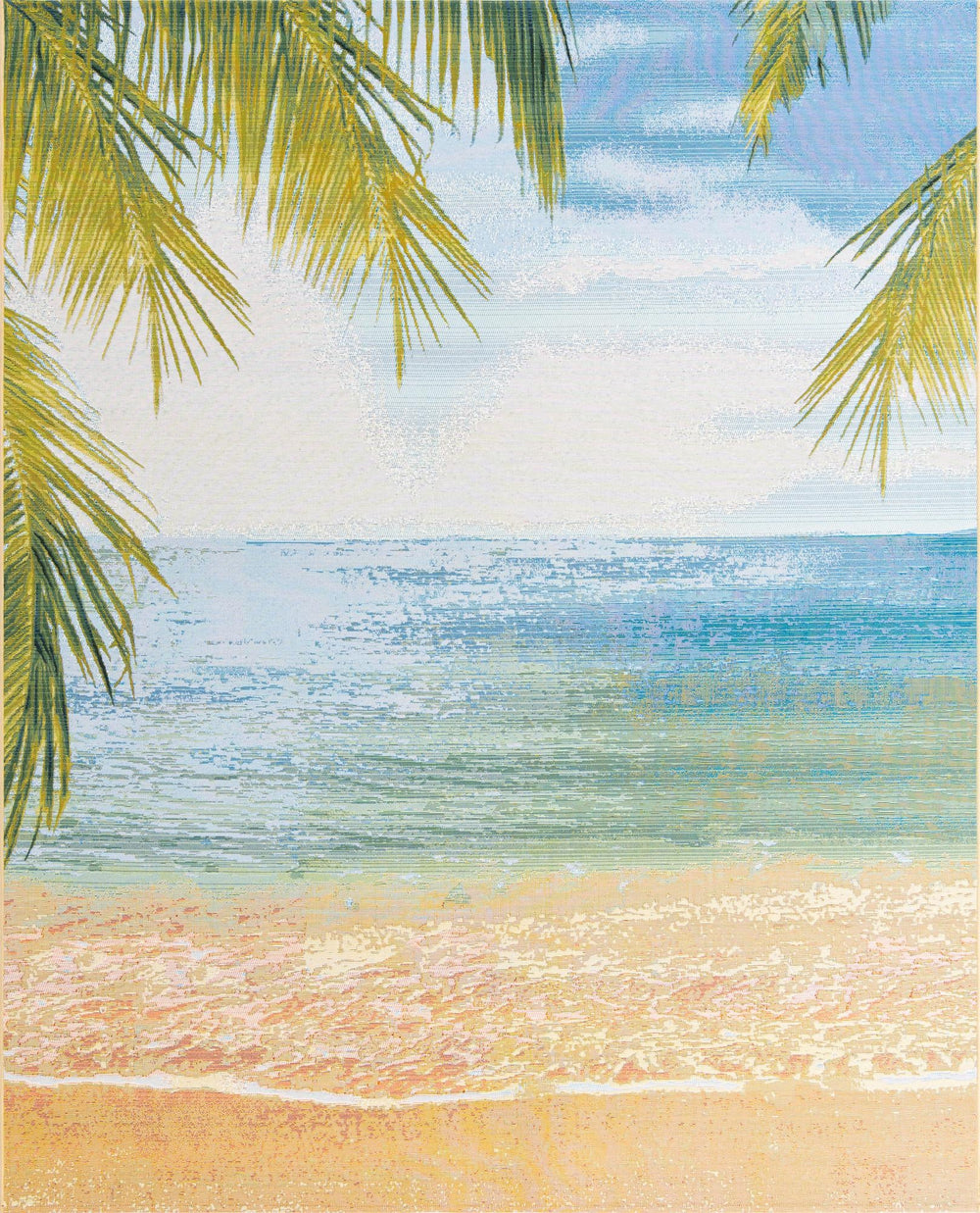 Unique Loom Outdoor Coastal Provincetown Machine Made Scenery Rug Multi, Blue/Green/Olive/Yellow/Light Green/Light Blue/Beige 7' 10" x 10' 0"