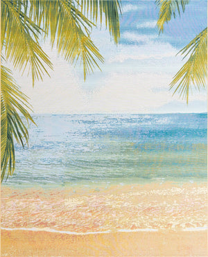 Unique Loom Outdoor Coastal Provincetown Machine Made Scenery Rug Multi, Blue/Green/Olive/Yellow/Light Green/Light Blue/Beige 7' 10" x 10' 0"