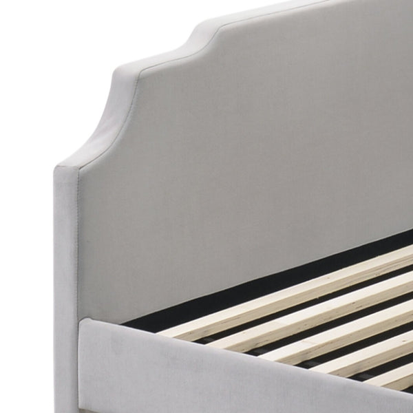 English Elm Peridot Dove Gray Velvet Daybed with Roll-Out Twin Trundle, Tufted Arched Back, Nailhead Trim B2726S00325