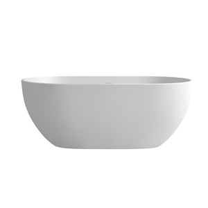 English Elm 59 Inch Freestanding Stone Resin Soaking Tub Sculptural Matte Spa Bath Design T3785P353960