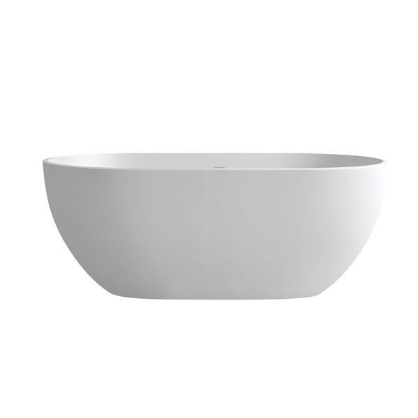 English Elm 59 Inch Freestanding Stone Resin Soaking Tub Sculptural Matte Spa Bath Design T3785P353960