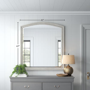 English Elm Antique Gray Dresser Mirror 44" Wide — Wood & Glass Vintage Finish, Wall or Dresser Mounted Elegance B2699P208274