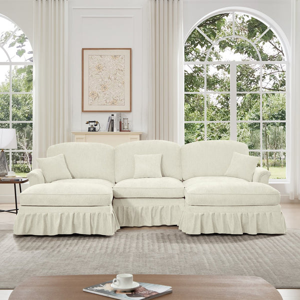 English Elm Classic Comfy Modular U-Shape Sectional Sofa: Stylish Chenille Couch With Flared Arms & Ottomans W3041S00235