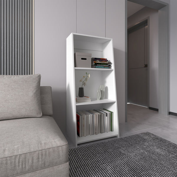 English Elm Bookcase with Six Spacious Shelves and Sturdy Legs for Compact Rooms, Durable Engineered Wood Design White 49.21 L x 16.54 W x 3.54 H B097P250874