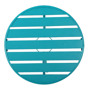 English Elm Colmar Outdoor Iron Bistro Set Powder Coated Slatted Armchairs Round Patio Table Teal 56558.00MCT