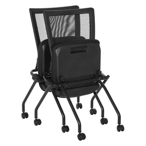 OSP Home Furnishings Soft Flex Frame Folding Chairs with Pu Padded Seating for Events and Office Use 69350-30