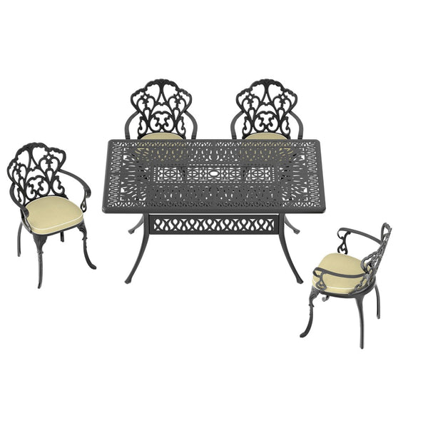 English Elm 5-Piece Cast Aluminum Patio Furniture Set With Off-White Cushions For Stylish Outdoor Dining P1 W1710S00089-GIGA