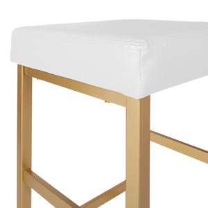 OSP Home Furnishings 30" Gold Backless Stool White