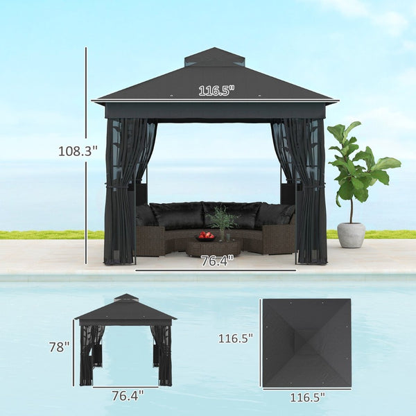 English Elm Height Adjustable 10x10 Pop up Canopy with Mesh Walls Steel Frame Uv Protection T3971P426857