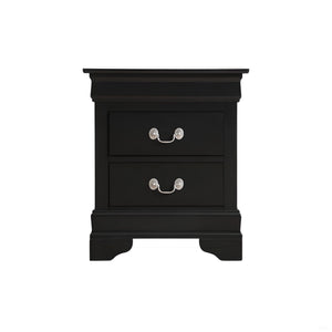 English Elm Elegant Modern Nightstand with Dovetail Drawers, Silver Hardware, Durable Wood Veneer for Bedroom Storage Black 30 L x 25 W x 20 H B078118333