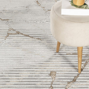 English Elm Geometrix Gray 5'3" X 7'3" Area Rug - Soft, Durable, Modern Geometric Design For High-Traffic Spaces B186P316820