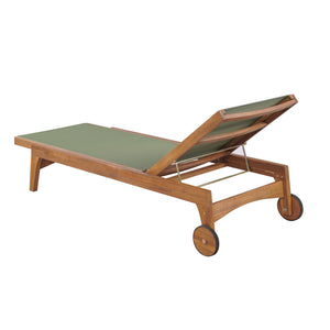 English Elm Christopher Knight Home® - OUTDOOR Chaise Lounge with Acacia Wood Frame and Breathable Mesh Seating for Durable Outdoor Comfort Green,Natural 63.5 L x 31.25 W x 6 H N776P286344G