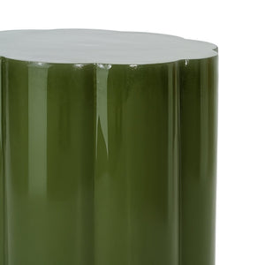 English Elm High-gloss Sculptural Outdoor Side Table Mgo Weather Resistant Patio Accent Green N768P371797G