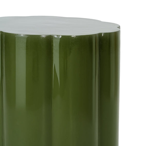 English Elm High-gloss Sculptural Outdoor Side Table Mgo Weather Resistant Patio Accent Green N768P371797G