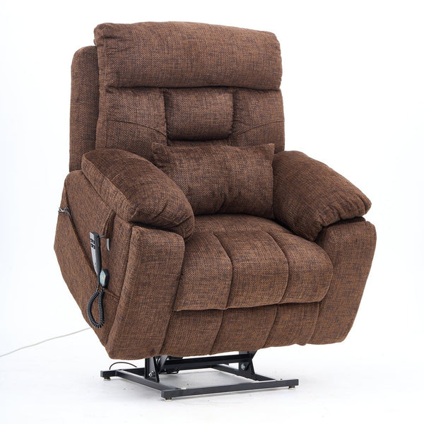 English Elm Old Age Electric Lift Chair With Massage & Heat, 180° Recline, Dual Motors, Cup Holders & Storage W547S00054