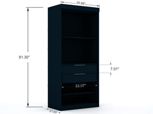 English Elm Mulberry 36" Wardrobe Closet with Adjustable Shelves, Sleek Aluminum Handles, Space-Saving Design Dark Blue B365S00005
