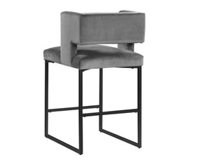 English Elm Modern Glam Counter Stools Set of 2 Velvet Cushioned Seats with Gold Metal Legs Black+ Gray B011P423329