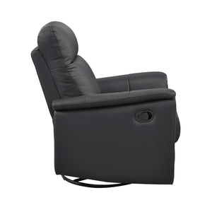 English Elm Black Swivel Glider Recliner Chair in Top Grain Leather Match, Plush Padded, 360° Swivel & Manual Recline B011P329274