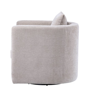 English Elm Sutton Upholstered Linen Swivel Barrel Chair with Pocket Coil Seat, Reversible Cushions & Stain-Resistant Fabric Beige B050P322583