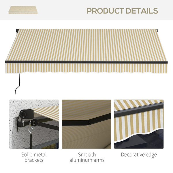 English Elm Outsunny 10' X 8' Retractable Patio Awning - Durable Uv-Resistant Sunshade With Manual Crank & Adjustable Tilt W2225P174261-GIGA