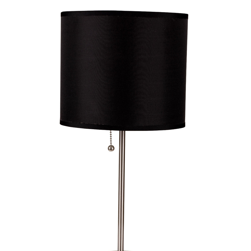 English Elm 19" Tall Metal Table Lamp - Sleek Silver Base & Elegant Black Shade For Modern Home Décor B072116161