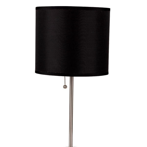 English Elm 19" Tall Metal Table Lamp - Sleek Silver Base & Elegant Black Shade For Modern Home Décor B072116161