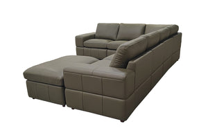 English Elm Large Square Arm Leather Match Modular Sectional for Spacious Living Rooms Olive Green B2748S00140