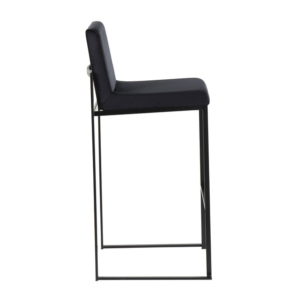 English Elm Fuji High Back Barstool Set Of 2 In Black Velvet & Steel - Modern Luxury For Your Home Bar B202P222186