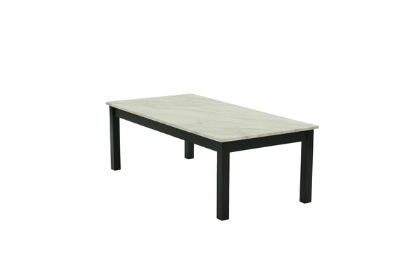 English Elm Majestic White Faux Marble 3pc Coffee & End Table Set with Black Legs, Modern Durable Living Room Design B011P237498