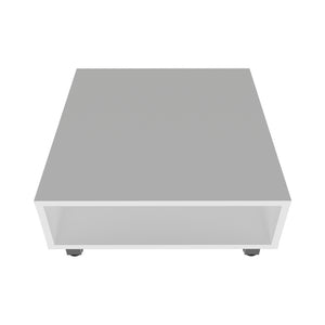 English Elm Coffee Table Burley Modern White Engineered Wood with Open Lower Shelf & Sturdy Metallic Legs, Sleek Design for Contemporary Living Rooms B092P245927