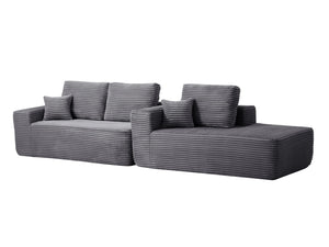 English Elm 104" Plush Corduroy L-shaped Sectional Sofa Deep Seating Modular Couch for Living Room W3975S00034